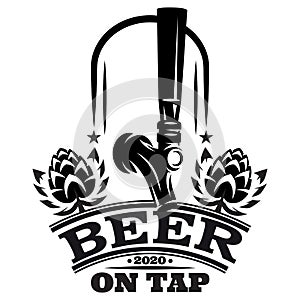 Vector illustration with beer tap and inscription