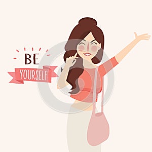 Vector illustration of Believe in yourself Girl fashion lettering typography inspirational quote poster