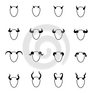 Vector illustration big set icons devil horns photo