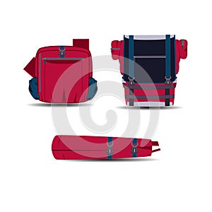 Vector illustration of bikepacking bags and tent in flat style
