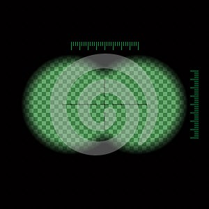 Vector illustration. Binocular night green view transparent with soft edges and crosshair. Design concept for film, web