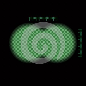 Vector illustration. Binocular night green view transparent with soft edges and crosshair. Design concept for film, web photo