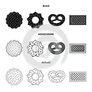 Vector illustration of biscuit and bake icon. Set of biscuit and chocolate stock vector illustration.