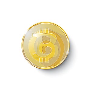 Vector illustration Bitcoin crypto currency blockchain flat logo isolated on white background. photo