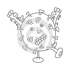 Vector illustration in black color isolated on white background. Microbe, doodle