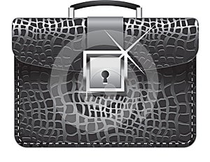 Vector illustration of a black leather briefcase