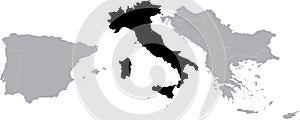 Black Map of Italy