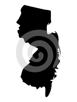 Black Map of USA State of New Jersey