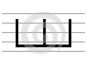 Black music symbol of Senza sordino on ledger lines photo