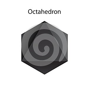 Vector illustration of a black octahedron on a white background with a gradient for games, icons, packaging designs or