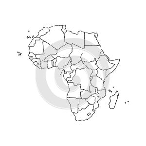 Vector illustration of black outline Africa map.
