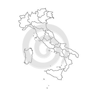 Vector illustration of black outline Italy map.