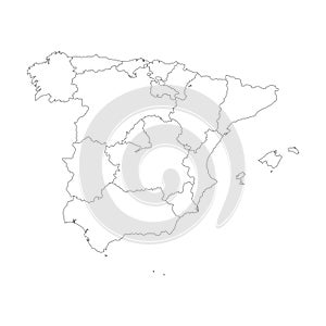 Vector illustration of black outline Spain map.