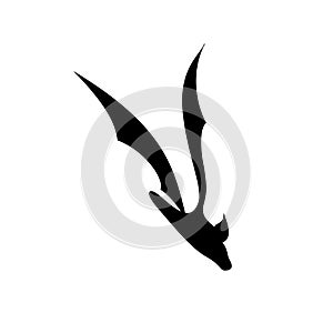 Vector illustration of a black silhouette of a bat in flight