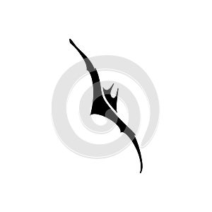 Vector illustration of a black silhouette of a bat in flight
