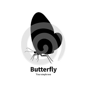 Vector illustration black silhouette butterfly