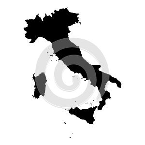 Vector illustration of black silhouette Italy map.