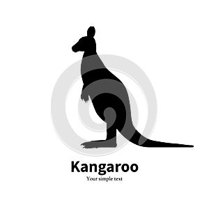 Vector illustration black silhouette kangaroo