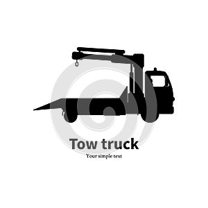 Vector illustration black silhouette of tow truck