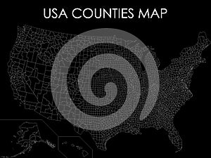 Black USA Counties Map