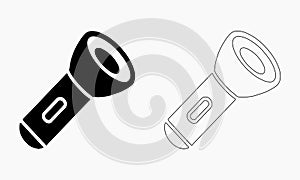 Vector Illustration of a Black and White Flashlight