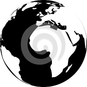 Vector illustration of black and white globe