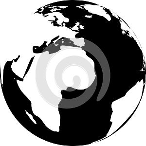 Vector illustration of black and white globe