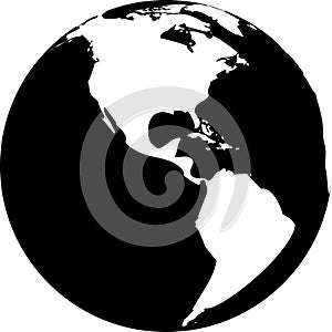 Vector illustration of black and white globe