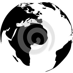 Vector illustration of black and white globe