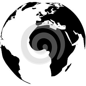 Vector illustration of black and white globe
