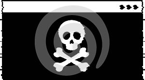 vector illustration black and white icon cmd terminal skull crossbones