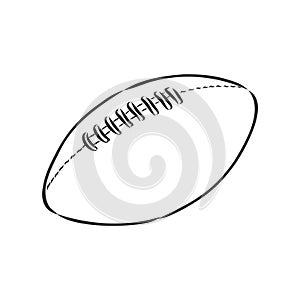 Vector illustration of black white rugby ball. rugby ball, vector illustration