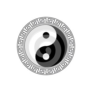 Vector illustration of Black and white yin yang icon isolated on a white background. Chinese Japanese and buddhism symbol