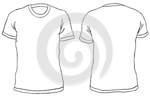 Vector illustration. Blank t-shirt front and back views. Isolate