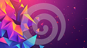 Vector illustration of blockchain elements designed in lines, triangles, and particles