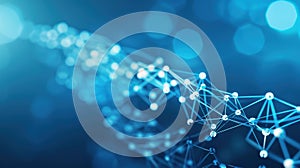 Vector illustration of blockchain elements designed in lines, triangles, and particles