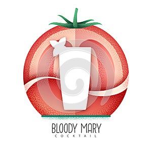 Vector illustration of bloody mary cocktail icon. Grainy texture design