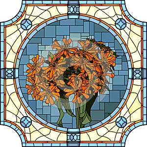 Vector illustration of blooming orange lychnis.