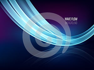 Vector illustration of blue abstract background with blurred magic neon light curved lines