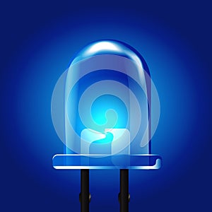 Vector illustration of blue bright Light Emitting Diode
