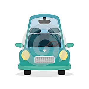 Vector illustration with a blue cartoon car. Private car