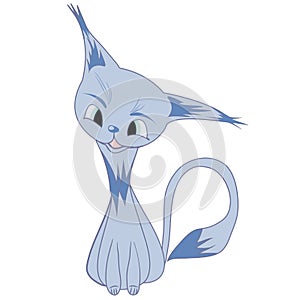Vector illustration of blue cat