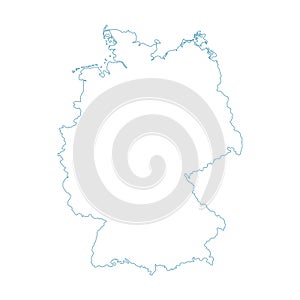 Vector illustration of blue colored outline map of Germany