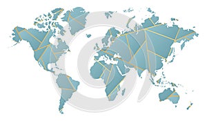 vector illustration of blue and gold colored world map