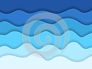 Vector illustration of blue paper sea waves