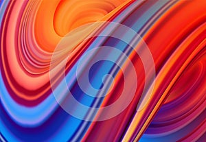 Vector illustration: Blue and red colored abstract twisted wavy liquid background. Trendy design.