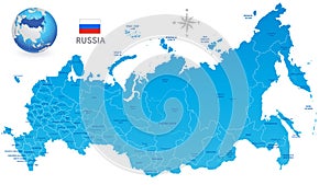 Blue Russia Vector Administrative Map photo