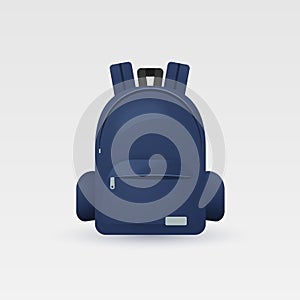 Vector illustration of Blue school Bag, Backpack, isolated on white background.