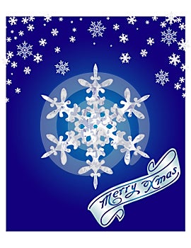 Vector illustration. Blue snowy background for Christmas card