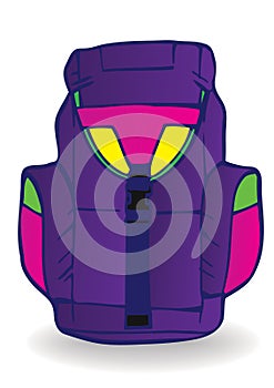 vector illustration blue tourist backpack.